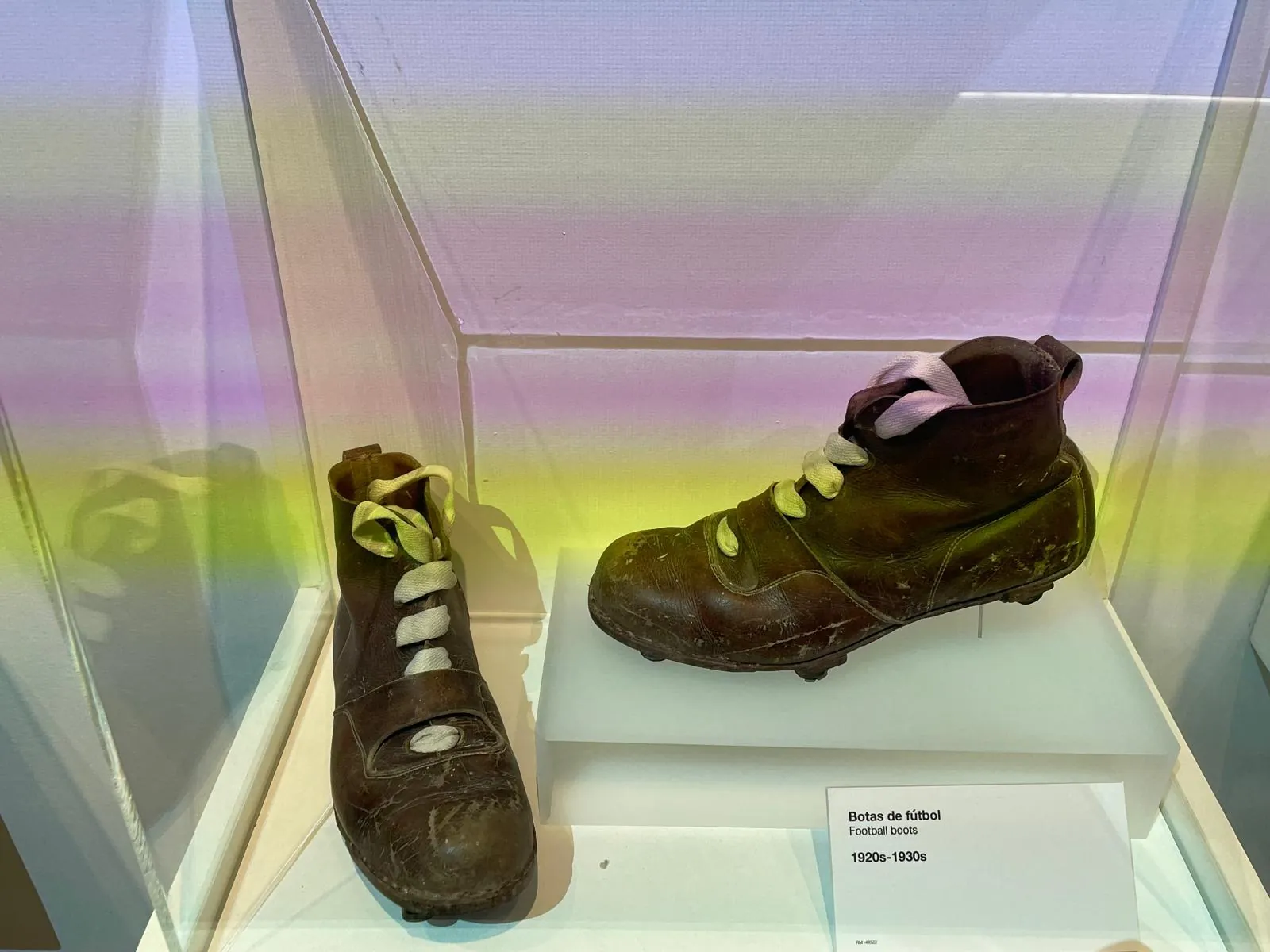 Vintage leather football boots from Real Madrid's early years